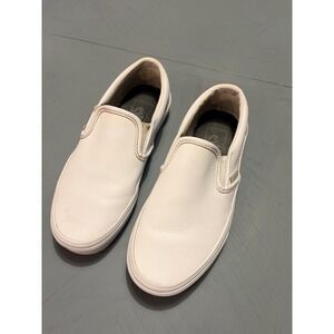 Vans White Leather Size 6 Women's 4.5 Men's Slip Ons